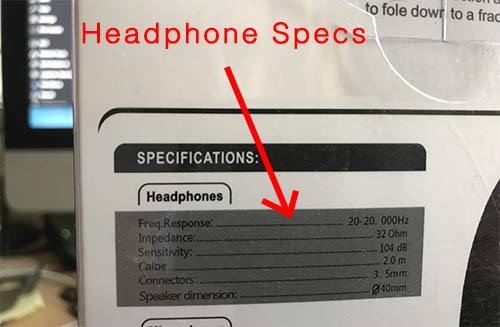 headphone impedance specs
