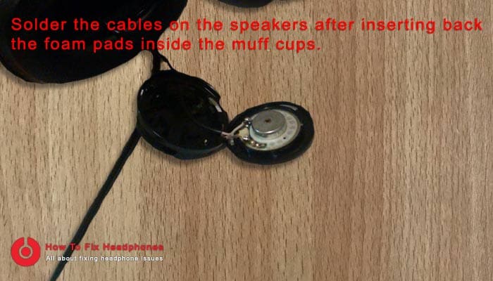 solder cables into speakers