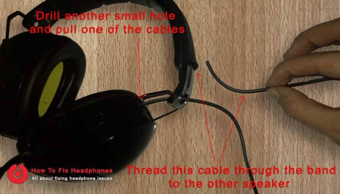 thread the cable to the other speaker