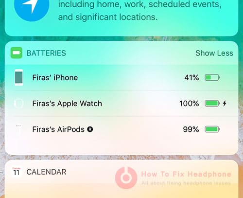 iPhone's Notification Center AirPods Charge